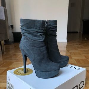 Grey Platform Heel Booties